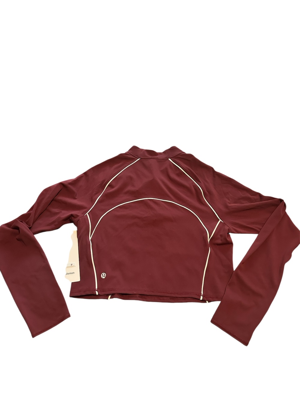 lululemon🍋 Wunder Train 1/2 Zip Cropped Long Sleeve Size 12 NWT Burgandy Bay - Picture 7 of 10